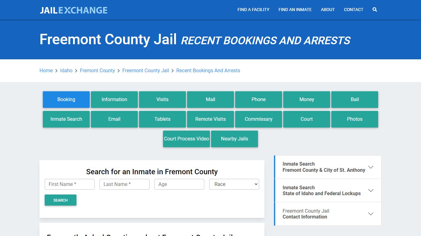 Freemont County Jail Recent Bookings And Arrests - Jail Exchange