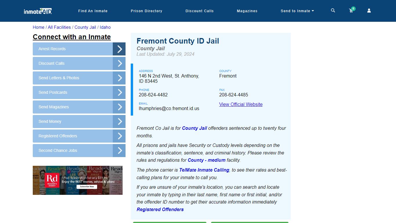 Fremont County ID Jail - Inmate Locator